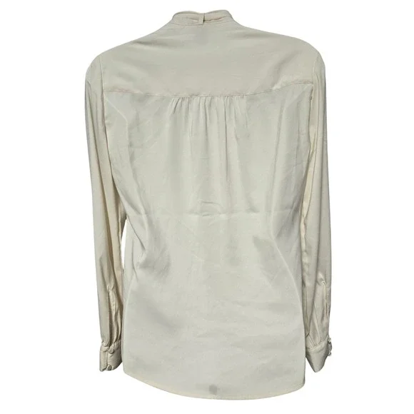 EXPRESS Portofino Blouse Ivory Long Sleeve Neck Tie Conscious Edit XS - Picture 4 of 7